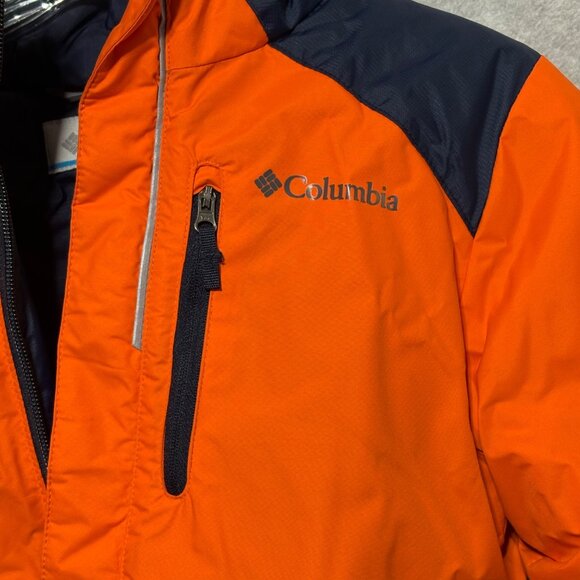 Columbia Boys Jacket Size S (8) Orange Navy Hooded Insulated Winter - Picture 5 of 8